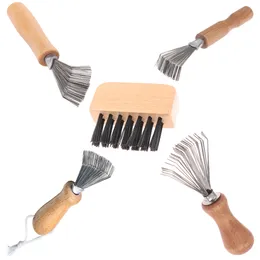 Wooden Hair Brushes Cleaner Delicate Cleaning Removable Comb Cleaner Tool Hair Brush Handle Embeded Tool