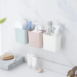 Bathroom Storage & Organization Wall Mounted Basket Seamless Hanging Solid Color Shelf Rack Sundries Organizer