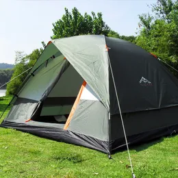 Tentes et abris Tente d'abri de camping en plein air à double couche imperméable pour 34 personnes pour la pêche, la chasse, les voyages, l'aventure et la fête de famille Vert Bleu 230206