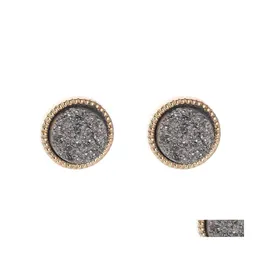 Stud Simple Druzy Stone Orecchini per donna Round Resin Gold Gioielli moda donna in Bk 877 R2 Drop Delivery Dh9Fx