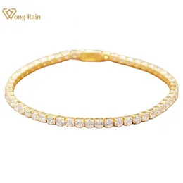Bracelets Charm Wong Rain 925 Sterling Silver Lab Sapphire Diamantes High Carbon Gemstone Wedding Tennis Bangle Fine Jewelry 230208