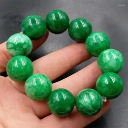 Bracelets Naturel Handmad 5A Émeraude Sculpté À La Main Motif Fleur Bracelet Jade Vert Bracelets Femmes Hommes Bracelet