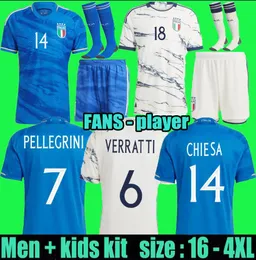 2023 İtalya Futbol Formaları Italia 2324 Maglie Da Calcio Verratti Chiesa Gnonto Futbol Gömlek T lorenzo Pinamonti Politano Grifo Kit Üniforma Hayranları Oyuncu Versiyonu