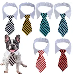 Abbigliamento per cani Papillon a righe per gatti Collo per animali domestici Colletto a righe Bavaglino Sciarpa Scollo finto Bowknot Cravatta regolabile per matrimoni