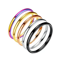 Classic INS Style 2MM Band Ring Stainless Steel Wedding Rings Jewelry for Women