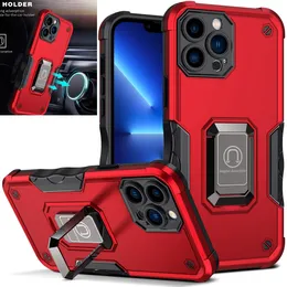 iPhone 14 Pro Max Armor Caseヘビーデューティ頑丈なショックプルーフ電話ケースiPhone 13 14 12 11 Promax 7 8 Plus XR XS Max Mini Metal Ring Holder Back Cover