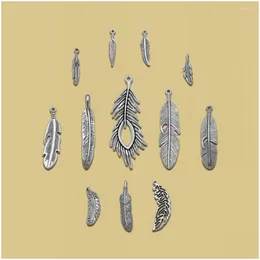 Charms antico argento placcato piuma di pavone acchiappasogni pendenti per orecchini fai da te gioielli che fanno risultati forniture accessori Dhovz
