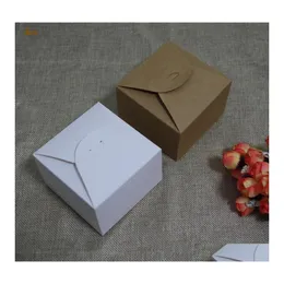 Caixas de embalagem 20pcs/lote 9x9x6cm mini biscoito quadrado biscoito marrom kraft coreano pequeno caixa de chocolate Aron presente de embalagem diy entrega dhqv1