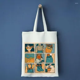 Avondtassen Cartoon Print Tote Bag Grote capaciteit Shopper Handtassen Schouder Canvas Casual Winkelen Meisjes Dames Elegant