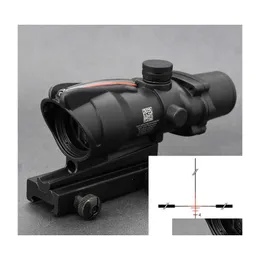Jagende scopes tactische ACOG -stijl 4x32 Optica Fiber Prism Red Dot Rifle Scope 20mm Weaver Picatinny Rail Mount Base Shooting Drop D Dhyqn