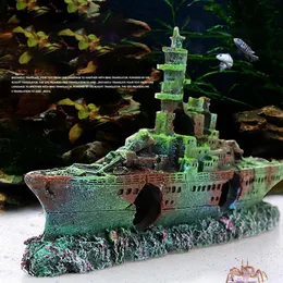 爬虫類供給樹脂水族館飾りレック沈没船の風景帆船洞窟魚遊びおもちゃタンク装飾アクセサリー230208