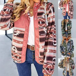 여자 재킷 Jan Jank Jacket Womens Zip Winter Long Sleeve Contrast Print Fleece Lapel Hooded 카디건과 주머니