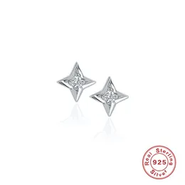 أقراط مسمار GS 925 Sterling Silver Four Star For Women Zirconia Diamond Tiny Charilage Ear Buds Jewelry Jewelry