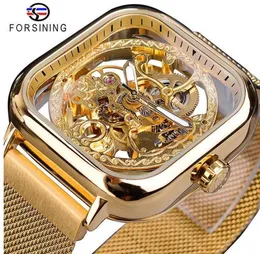 Men Mechanical Watches Automatic Self-Wind Golden Transparent Fashion Mesh Steel Wristwatch Skeleton Man Male Hot Hour