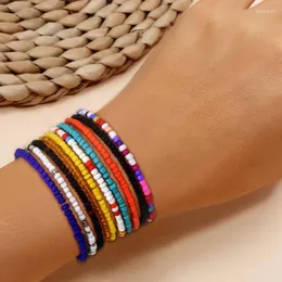 Strand Fashion Bohemian Africa Tribal Ethnic Elastic Color Harts Beaded Chain Bangle Armband For Women Summer Beach Party Sexig smycken