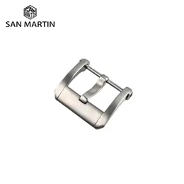 Buckles San Martin Watch Band Pin Buckle 20mm Watchband Strap Clasp Silver Spray Sand Brushed Watch Accessories 230207