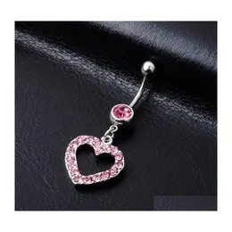 Navel Bell Button Rings 4 colori Heart Style Belly Body Piercing Jewelry Ciondola gli accessori Fashion Charms Drop Delivery Dhjsr