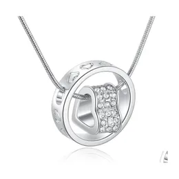 Anhänger Halsketten Herz Halskette Silber und 18 Karat Gold Schmuck Nickel Strass Mode Neckless für Frauen PS0636 448 Q2 Drop Lieferung DHDO1
