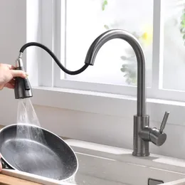 Kitchen Faucets Brushed Nickel Kitchen Faucets Single Hole Pull Out Spout Kitchen Sink Mixer Tap Stream Sprayer Head ChromeMixer Tap 230207