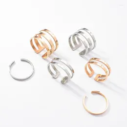 Cluster Ringe Offener Ring für Männer Frauen Einstellbar Einfach 1 oder 2 3 Linien Roségold Silber Farbe Edelstahl Modeschmuck (GR280)