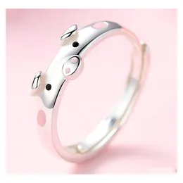 Band Rings Epoxy Creative Cute Pink Red Men smycken￤lskare g￥vor Lucky Piggy Animal Par Opening Rrop Delivery DHR3C
