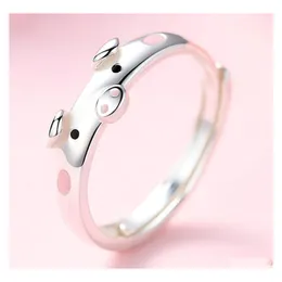 Band Ringe Epoxy Kreative Nette Rosa Rot Männer Schmuck Liebhaber Geschenke Glück Schweinchen Tier Paar Öffnung Ring Drop Lieferung DHR3C