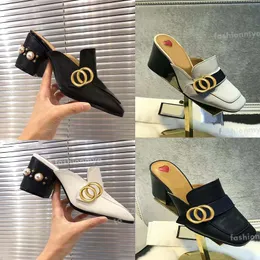 Classico sandalo con tacco alto designer pelle bovina occupazione perla tacchi alti donne nappe scarpe metallo pigro scarpe da donna taglia 35-42