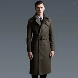Мужские траншеи Coats Minglu Long Wool Oversoat мужской роскошный двойной грудь сплошные мужские куртки и плюс размером 5xl 6xl Осенняя зима