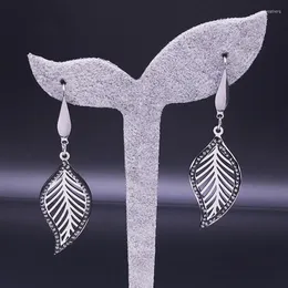 Hoopörhängen lämnar kristalldroppe öron för kvinnor rostfritt stål silverfärg smycken boucle doreille femme e4823s01