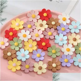 أخرى 30pcs 30x30mm لون زهرة مكونات راتنجات Flatback Cabochons Scrapbook Craft DIY تزيين الهاتف ديكور رأس الرأس الدكتور Dhibg