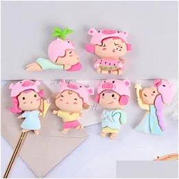 Pozostałe komponenty żywicy 20pcs Cartoon Cape Cap Girls Cabochon Scrapbooking papier