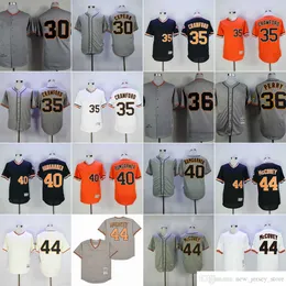 فيلم Vintage 35 Brandon Crawford Baseball Jerseys Sitched 44 Willie McCovey 40 Madison Bumgarner 36 Gaylord Perry 30 Orlando Cepeda Pullover