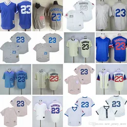 Film vintage 23 Ryne Sandberg Baseball tröjor sydd Blue Grey White 1988 Cream 1929 1942 1969 Jersey