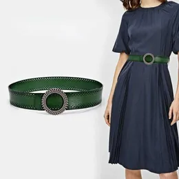 Cintos corea feminina retro moda cinturão verde jeans genuíno luxuoso luxo de alta qualidade marcha cintos de mulher para vestir novo g230207