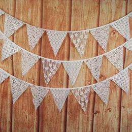 Party Dekoration Vintage Hochzeit Spitze Dreieck Flagge Europäischen Stil Weiße Farbe Blume Banner SuppliesParty