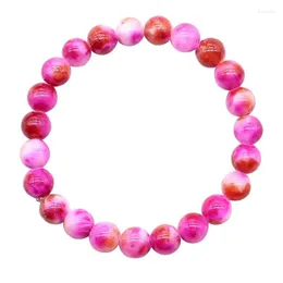 Strand Natural Stone Rose Vermelho Jades Persa Jades Chalcedony Simple Bracelet Jewelry Contas Looks Woman Gift Elastic Cord Puserase