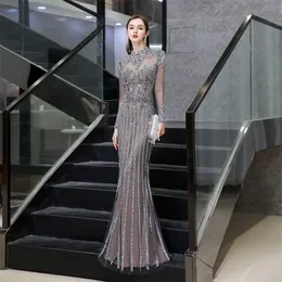 Party Dresses Stunning Evening Long Luxury Beading Crystals for Women Mermaid Prom Gowns Formal Occasion Elegant 230208