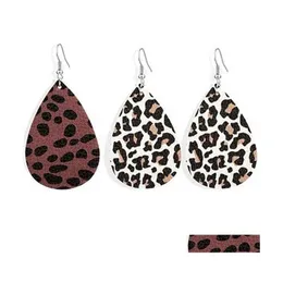 Dangle Chandelier Faux Leather Teardrop Earrings Colorf Layered Flower Pattern Water Drop Creative Gifts 238 R2 Delivery Jewelry Dher6