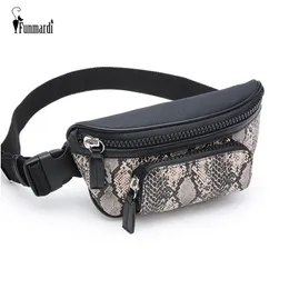 Waist Bags FUNMARDI Women Serpentine Design Belt For PU Leather Banana Female Phone Fanny Pack WLHB1901 230208