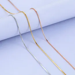 Chains Necklace Genuine Silver 925 Jewlelry Sterling Box Chain For Woman 40cm/45cm 0.7mm/0.8mm Jewelry Collier Femme Choker