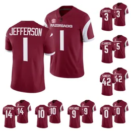 Arkansas 2022-23 Football Jersey NCAA College KJ Jefferson Raheim Sanders Matt Landers Drew Sanders Dwight McGlothern AJ Green Jadon Haselwood Bumper Pool