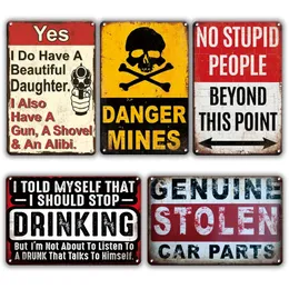 WARNING NO TRESPASSING Metal Painting Wall Art Tin Sign Vintage Farmhouse Home Decor Retro Home Rules Bar Pub Garden Living Room Decor 20cmx30cm Woo