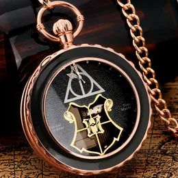 Pocket Watches Deathly Hallows Design Handicrafts Melody Music Pocket Watch Retro Steampunk Quartz Necklace Pendant with Chain for Men Women 230208