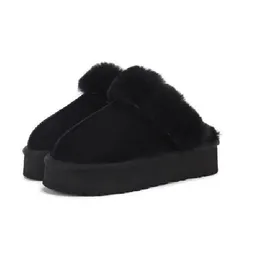 Classic Winter boots Slipper Designer Warm Indoor Sandals Slides Fluffy Thick Bottom Real Leather Fur Boots