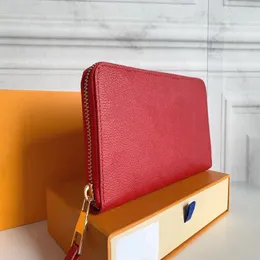 Carteira longa de couro empreinte tamel zipplly moeda bolsa 6 cores coloras laranja laranja fushia vermelha preta azul moda billfold flor impress￣o 248a