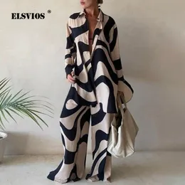 Women Dwuczęściowe spodnie Summer Moda nadrukowano luźne długie rękawy koszule proste garnitury streetwear zima eleganckie dojazdy 230208