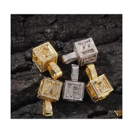 Collares pendientes Joyería de hip hop para hombre Iced Out Collar de letra inicial Gold Sier Cube Dice Hiphop C3 Drop Delivery Colgantes Dhuhf