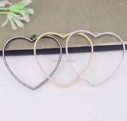 Hänghalsband 5st stora tunn metall koppar Micro Pave Cz hjärta för smyckenillverkning
