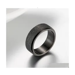 Band Rings 8mm Sandblast Wedding for Men Women rostfritt st￥l svartbl￥ guld f￶rlovningsring mode smycken tillbeh￶r g￥vor 459 dhoxm