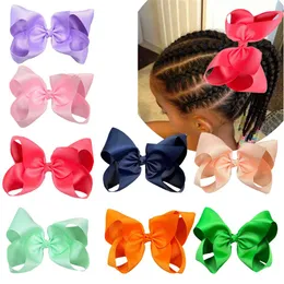 Big Grosgrain Ribbon Bow 8 Inch Solid Hair Bows With Clips For Girls Kids Candy Color Butterfly Headwear Boutique Hair Accessories 1554